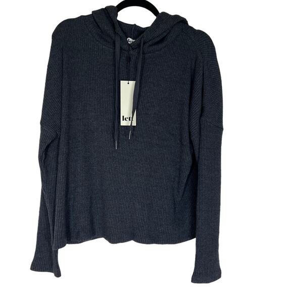 LETT Bari Hoodie Ribbed Drawstring Size XL Charcoal NWT - Picture 5 of 10